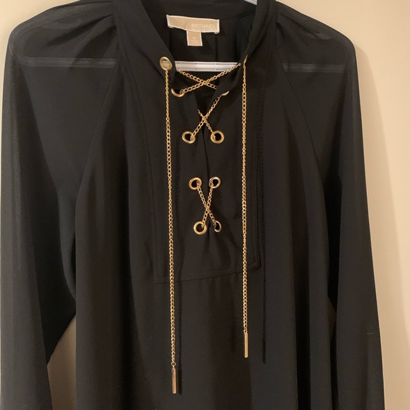 MICHAEL Michael Kors Black and Gold Blouse - Women’s Size Medium - Picture 4 of 6